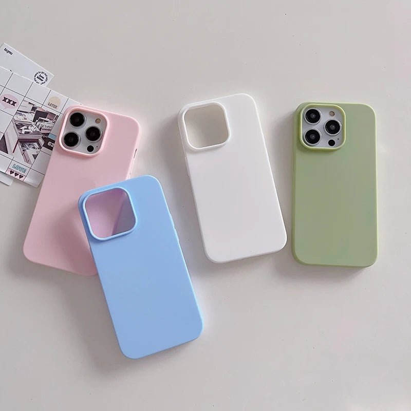Luxury Candy Color Silicone Case for iPhone 16 15 14 13 12 11 Pro Max