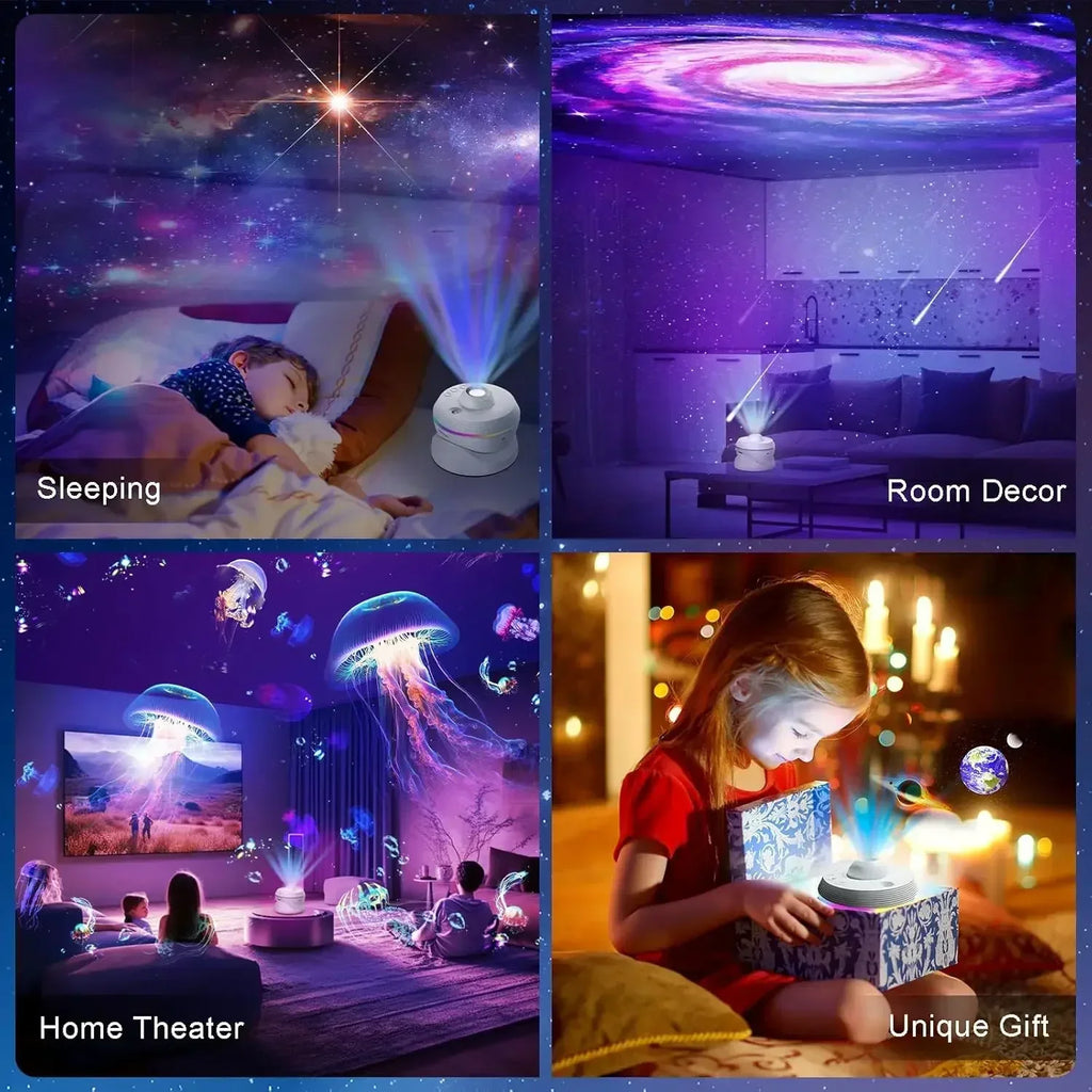 LED Galaxy Star Projector 4K HD 13-in-1 | 360° Rotation | Bedroom Night Light