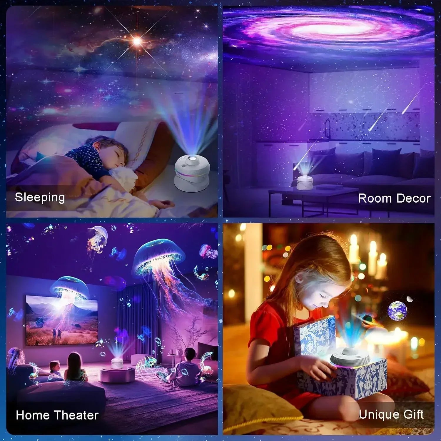 LED Galaxy Star Projector 4K HD 13-in-1 | 360° Rotation | Bedroom Night Light
