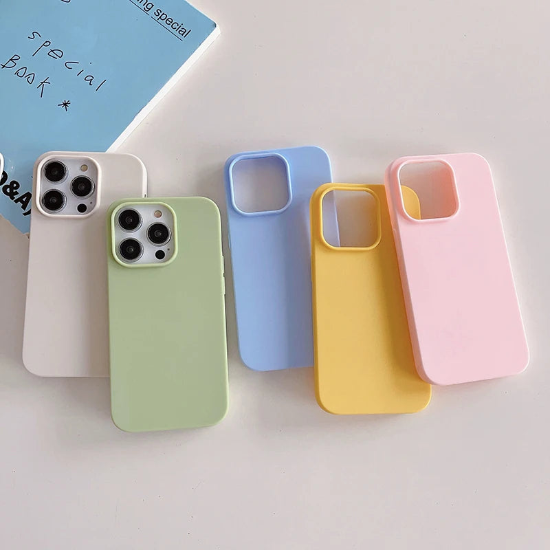 Luxury Candy Color Silicone Case for iPhone 16 15 14 13 12 11 Pro Max