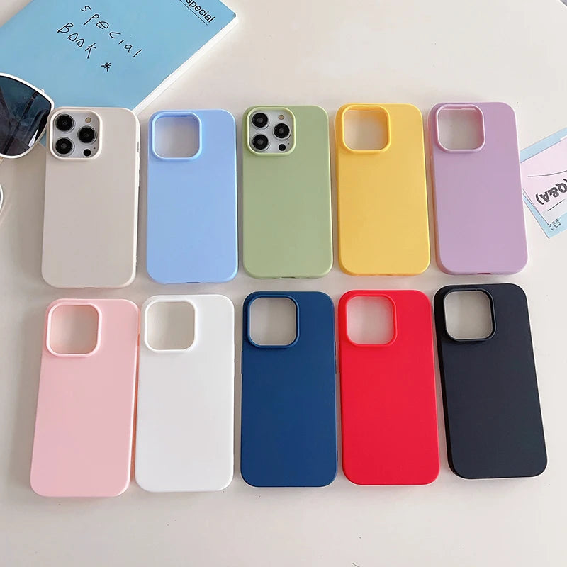 Luxury Candy Color Silicone Case for iPhone 16 15 14 13 12 11 Pro Max