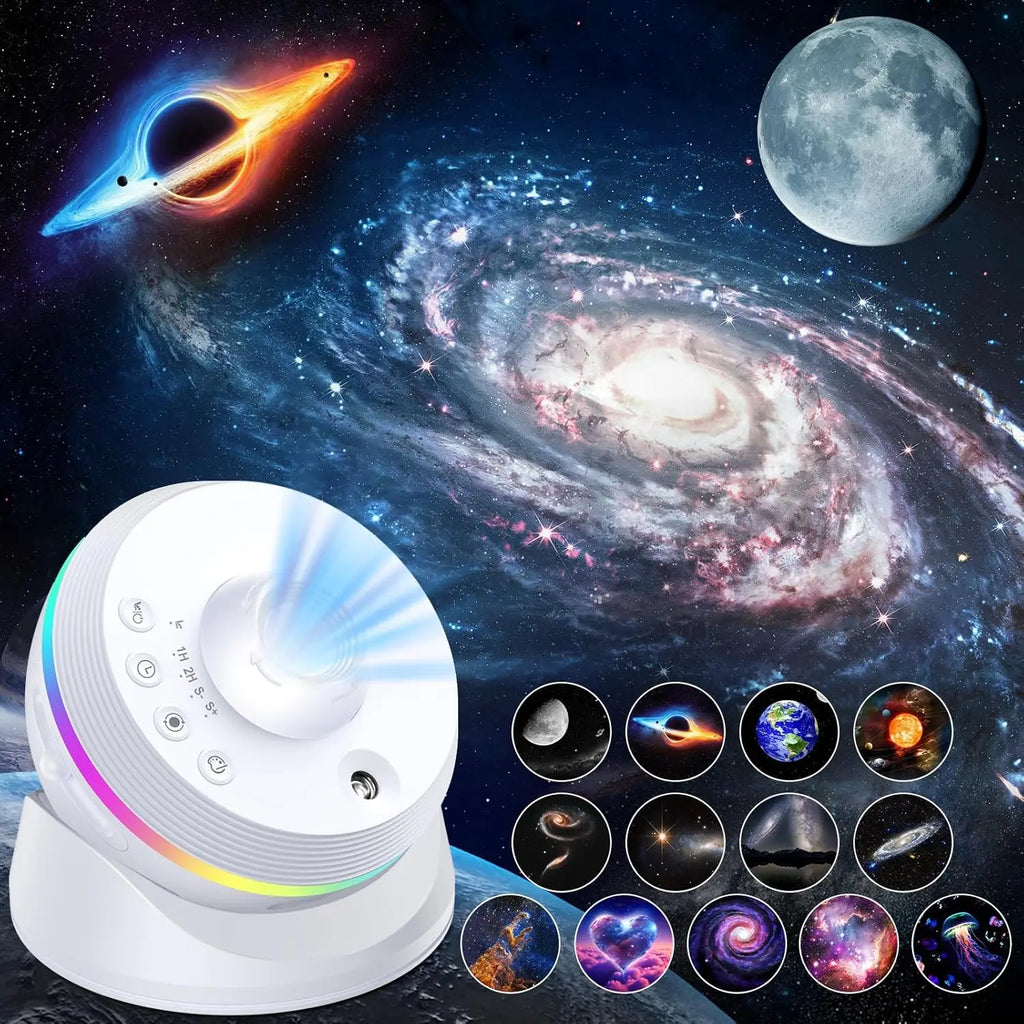 LED Galaxy Star Projector 4K HD 13-in-1 | 360° Rotation | Bedroom Night Light